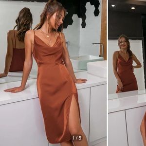 Shein split thigh satin cami dress XS